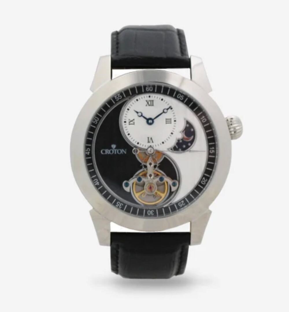 NWB Croton Imperial Yin Yang Mens Watch Silvertone